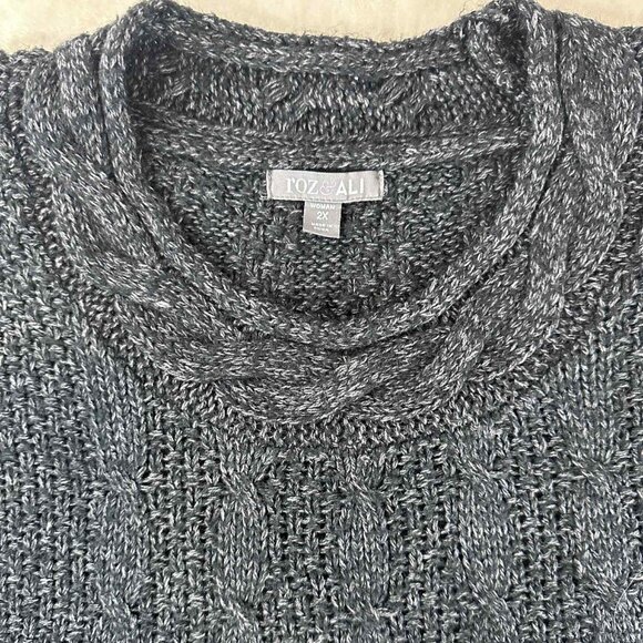 Roz & Ali 2X Short Sleeve Knit Sweater Metallic Cable Design - Picture 7 of 14